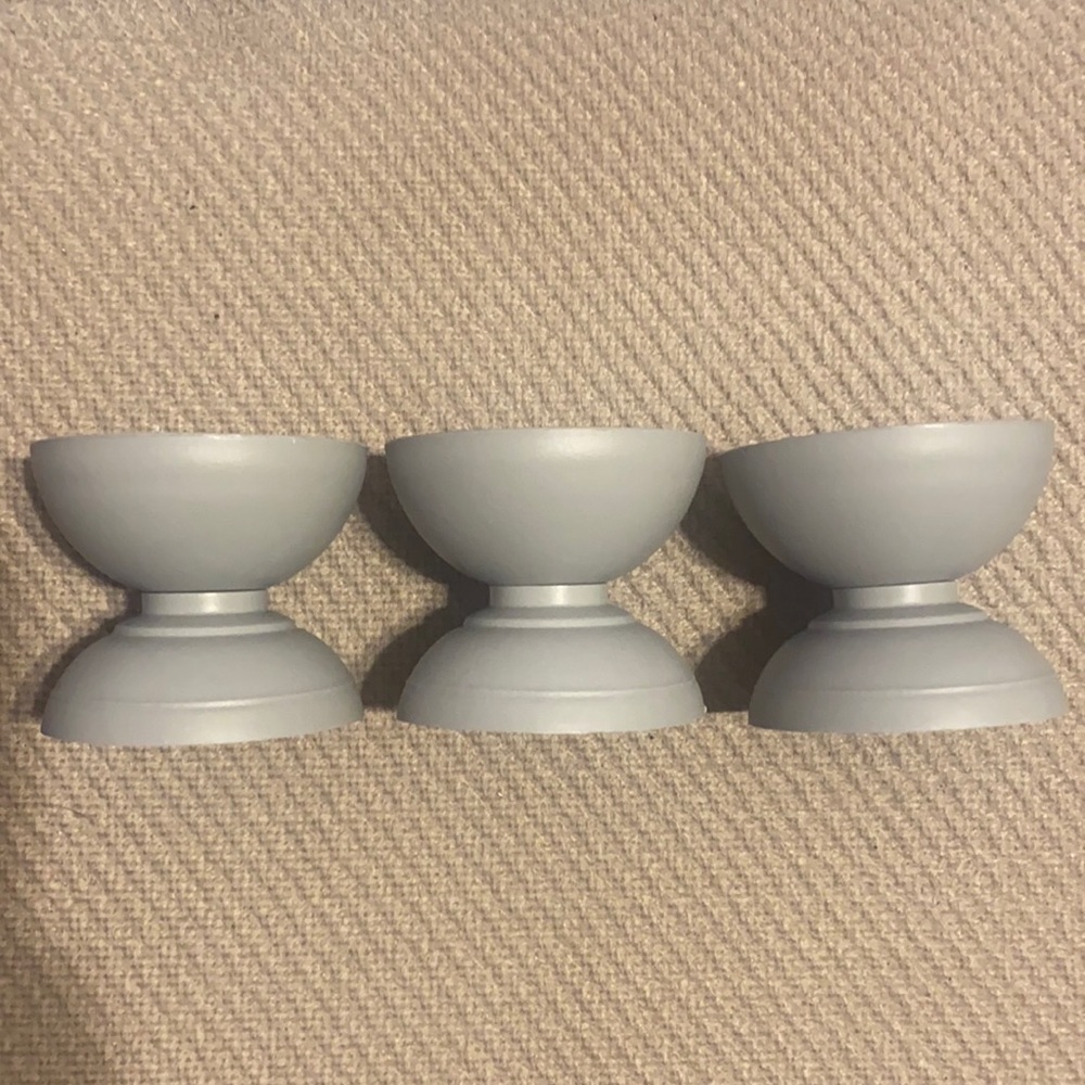 3 Grey toned Candle Holders